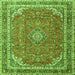 Round Machine Washable Persian Green Traditional Area Rugs, wshtr3617grn