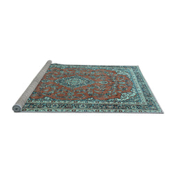 Sideview of Machine Washable Persian Light Blue Traditional Rug, wshtr3617lblu