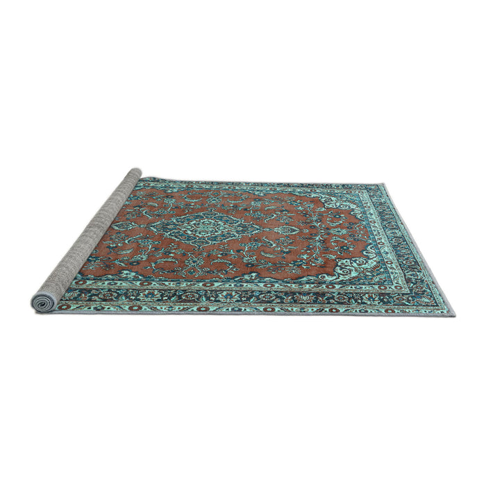Sideview of Machine Washable Persian Light Blue Traditional Rug, wshtr3617lblu