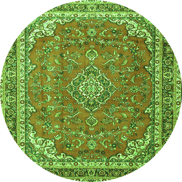 Square Persian Green Traditional Rug, tr3617grn