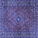 Square Machine Washable Persian Blue Traditional Rug, wshtr3618blu