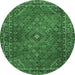 Round Persian Emerald Green Traditional Rug, tr3618emgrn