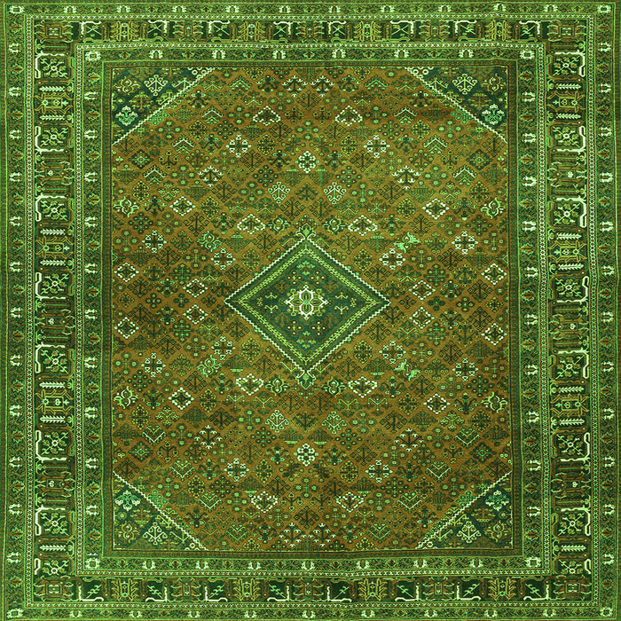 Round Machine Washable Persian Green Traditional Area Rugs, wshtr3618grn