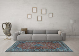 Machine Washable Persian Light Blue Traditional Rug in a Living Room, wshtr3618lblu