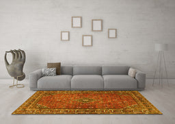 Machine Washable Persian Yellow Traditional Rug in a Living Room, wshtr3618yw