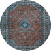 Round Machine Washable Persian Light Blue Traditional Rug, wshtr3618lblu