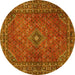 Round Persian Yellow Traditional Rug, tr3618yw