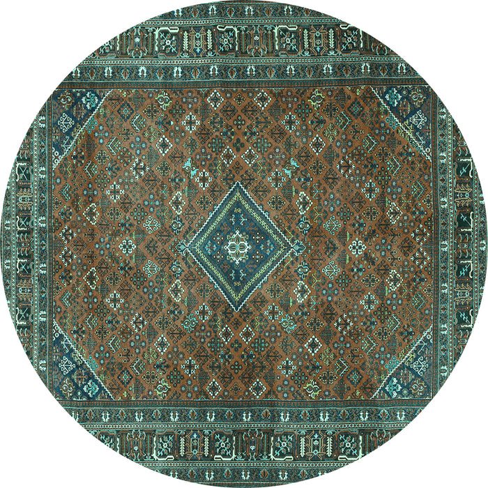 Round Persian Turquoise Traditional Rug, tr3618turq