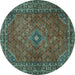 Round Persian Turquoise Traditional Rug, tr3618turq