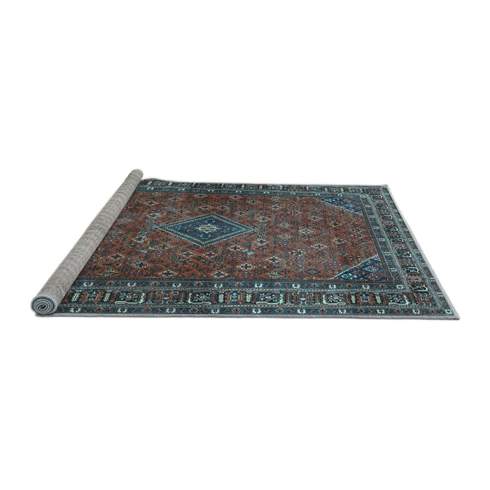 Sideview of Machine Washable Persian Light Blue Traditional Rug, wshtr3618lblu