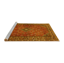 Sideview of Machine Washable Persian Yellow Traditional Rug, wshtr3618yw