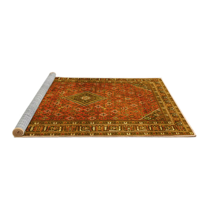 Sideview of Machine Washable Persian Yellow Traditional Rug, wshtr3618yw