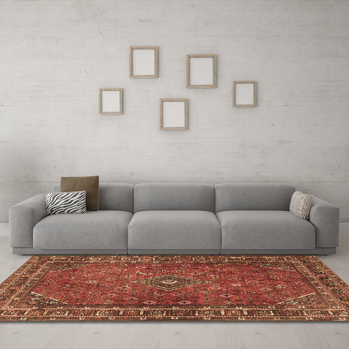 Machine Washable Persian Brown Traditional Rug in a Living Room,, wshtr3618brn