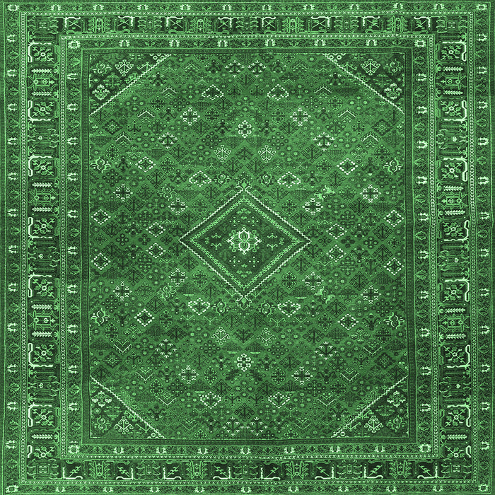 Square Persian Emerald Green Traditional Rug, tr3618emgrn