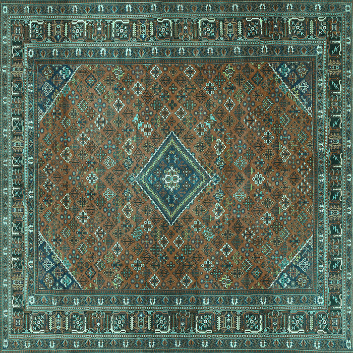 Square Persian Turquoise Traditional Rug, tr3618turq