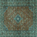 Square Persian Turquoise Traditional Rug, tr3618turq