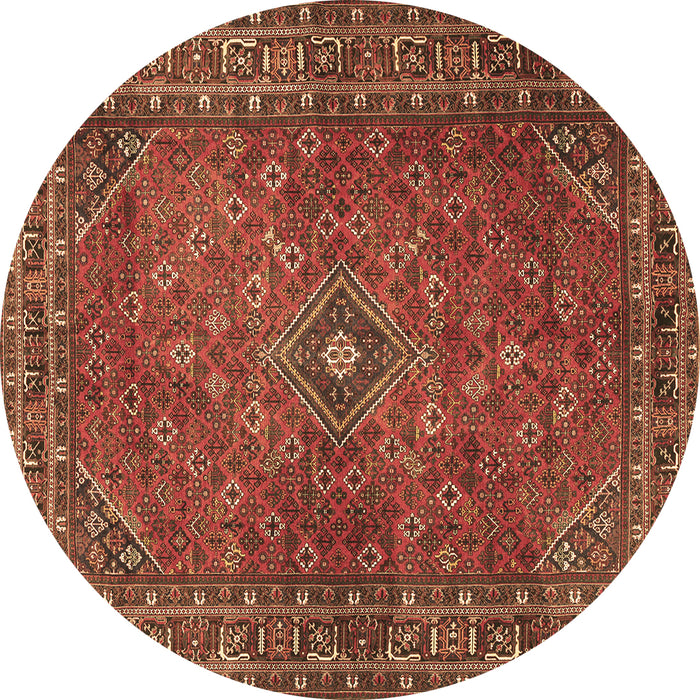 Round Machine Washable Persian Brown Traditional Rug, wshtr3618brn