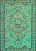 Machine Washable Persian Turquoise Traditional Area Rugs, wshtr3619turq