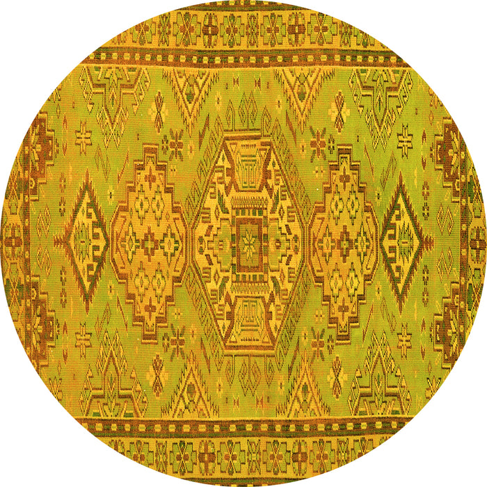 Round Persian Yellow Traditional Rug, tr3619yw