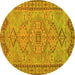Round Persian Yellow Traditional Rug, tr3619yw