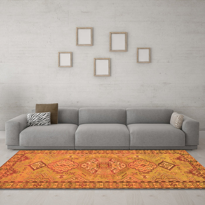 Machine Washable Persian Orange Traditional Area Rugs in a Living Room, wshtr3619org