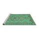 Sideview of Machine Washable Persian Turquoise Traditional Area Rugs, wshtr3619turq