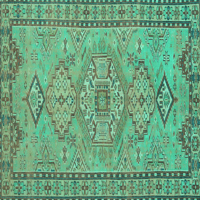 Square Machine Washable Persian Turquoise Traditional Area Rugs, wshtr3619turq