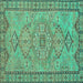 Square Machine Washable Persian Turquoise Traditional Area Rugs, wshtr3619turq