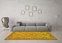 Machine Washable Persian Yellow Traditional Rug, wshtr3619yw