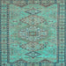 Square Machine Washable Persian Light Blue Traditional Rug, wshtr3619lblu