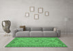 Machine Washable Persian Emerald Green Traditional Area Rugs in a Living Room,, wshtr3619emgrn