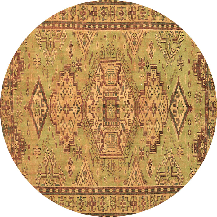 Round Persian Brown Traditional Rug, tr3619brn