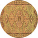 Round Persian Brown Traditional Rug, tr3619brn