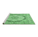 Sideview of Machine Washable Medallion Emerald Green Traditional Area Rugs, wshtr361emgrn