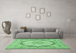 Machine Washable Medallion Emerald Green Traditional Area Rugs in a Living Room,, wshtr361emgrn