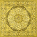 Square Medallion Yellow Traditional Rug, tr361yw