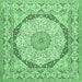 Square Medallion Emerald Green Traditional Rug, tr361emgrn