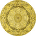 Round Medallion Yellow Traditional Rug, tr361yw