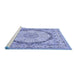 Sideview of Machine Washable Medallion Blue Traditional Rug, wshtr361blu