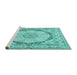 Sideview of Machine Washable Medallion Turquoise Traditional Area Rugs, wshtr361turq