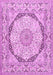 Machine Washable Medallion Pink Traditional Rug, wshtr361pnk