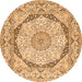 Square Medallion Orange Traditional Rug, tr361org