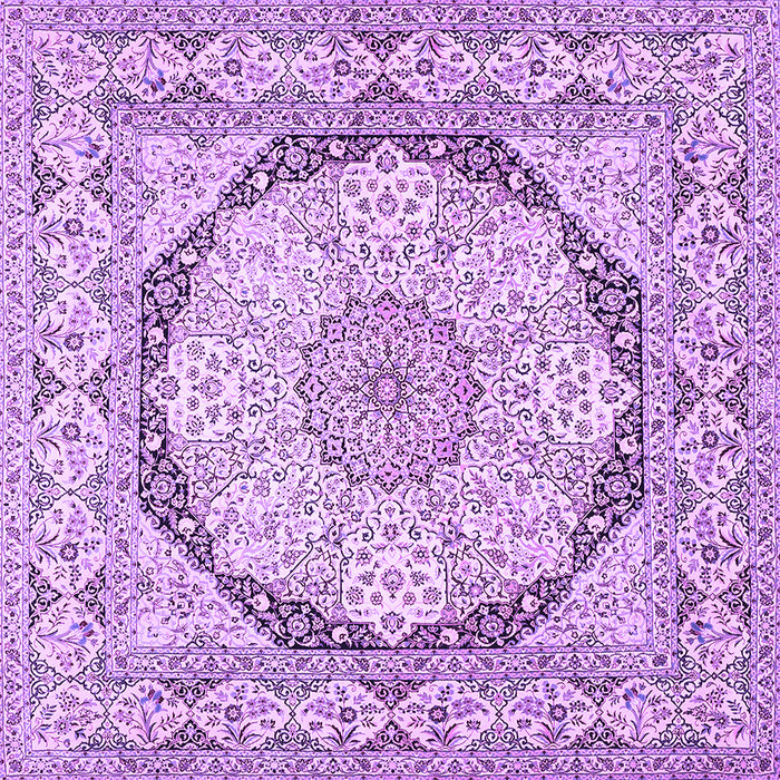 Square Machine Washable Medallion Purple Traditional Area Rugs, wshtr361pur