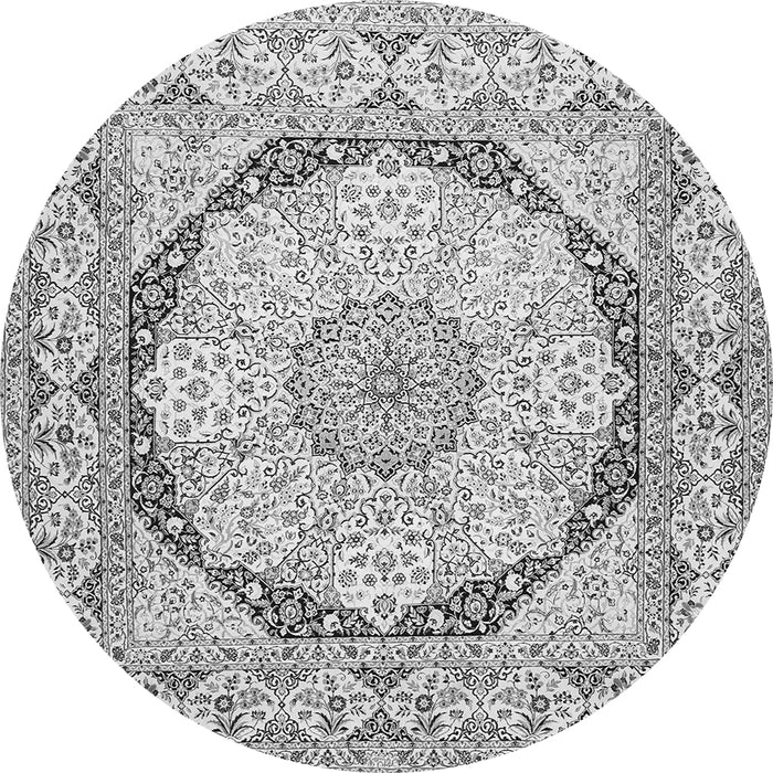 Machine Washable Medallion Gray Traditional Rug, wshtr361gry