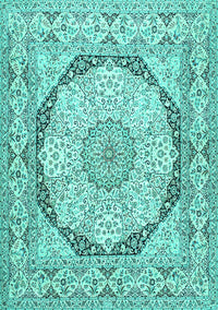 Medallion Turquoise Traditional Rug, tr361turq