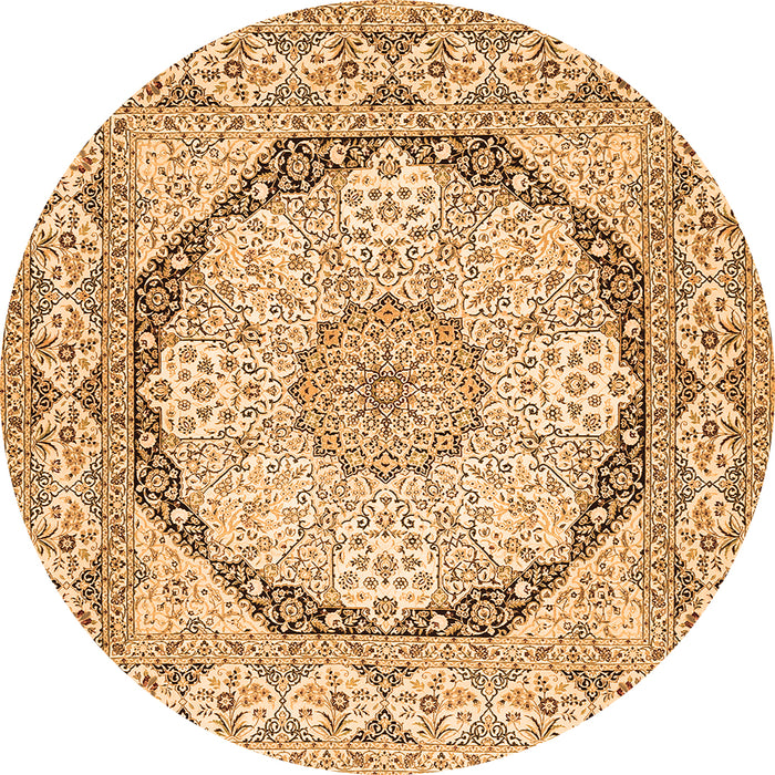 Machine Washable Medallion Orange Traditional Area Rugs, wshtr361org