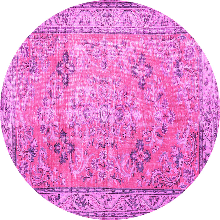 Round Machine Washable Persian Pink Traditional Rug, wshtr3620pnk