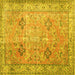 Square Machine Washable Persian Yellow Traditional Rug, wshtr3620yw