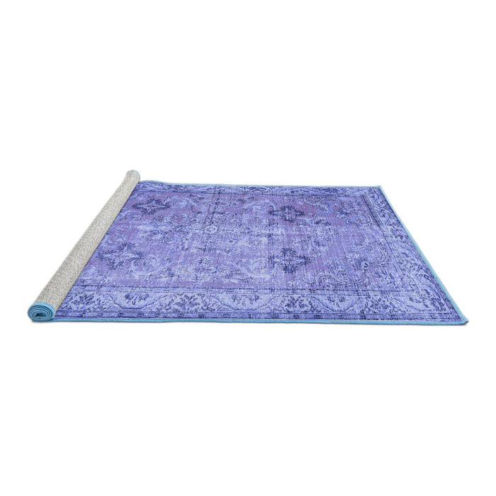 Sideview of Machine Washable Persian Blue Traditional Rug, wshtr3620blu