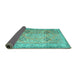 Sideview of Persian Turquoise Traditional Rug, tr3620turq